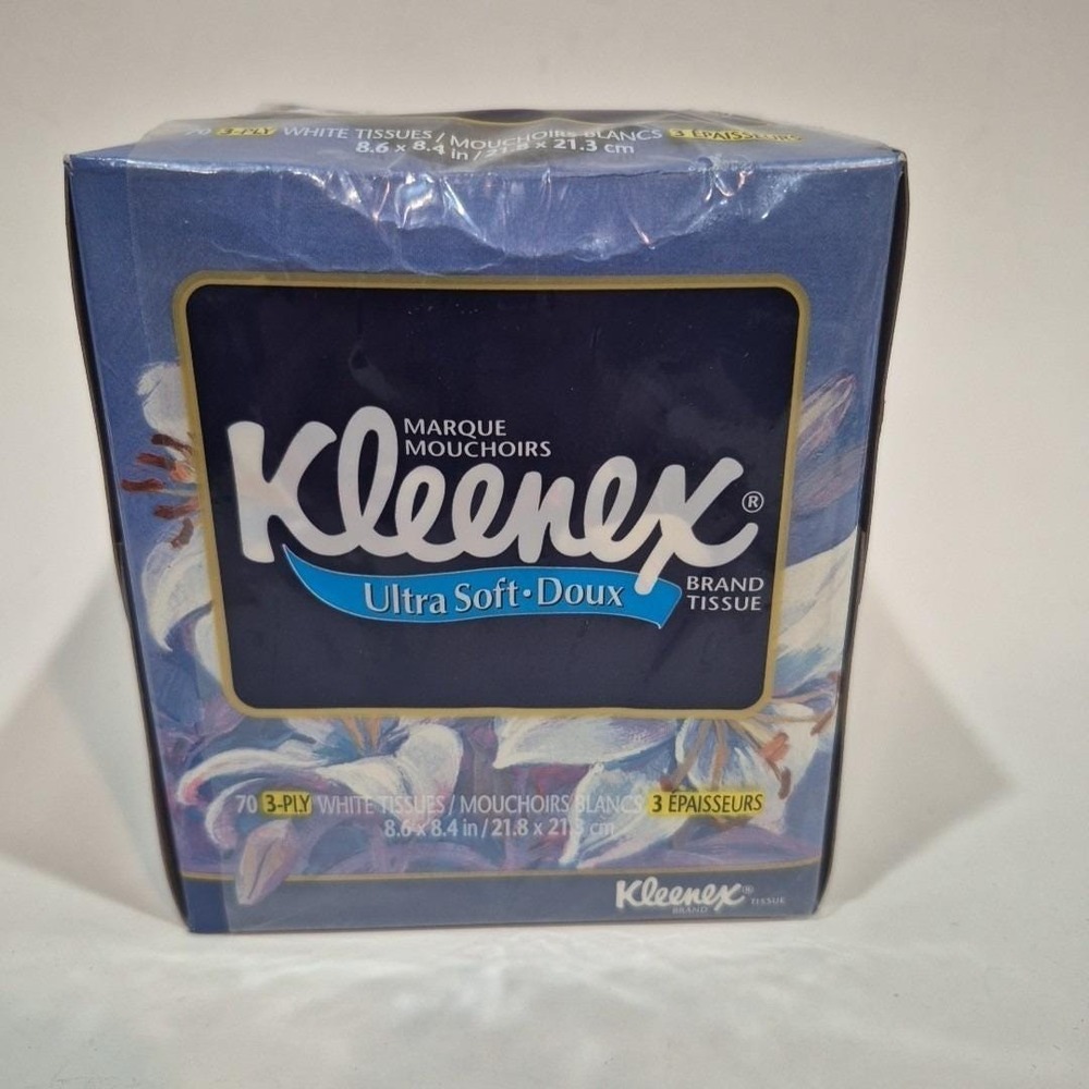 Vintage Kleenex Box 1996 Floral Sealed Ultra Soft-Doux 70ct/3 Ply NOS